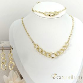   Gold-Filled Antiallergenic Necklace 45cm/3-12mm + Bracelet 17-20cm + Earrings 14K Color