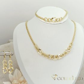   Gold-Filled Antiallergenic Necklace 45cm/3-10mm + Bracelet 17-20cm + Earrings 14K Color
