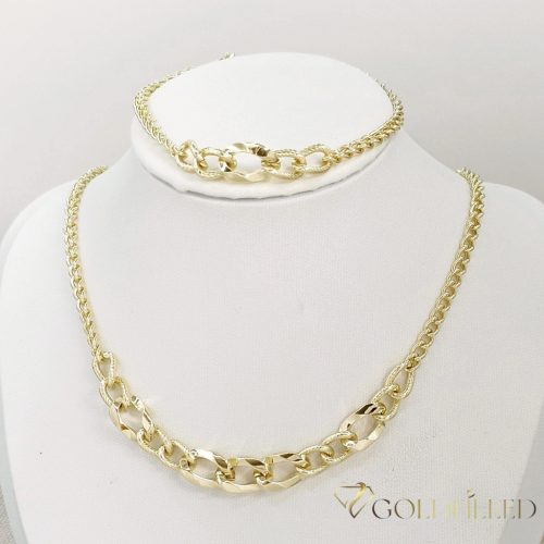Gold-Filled Antiallergenic Necklace 45cm/3-10mm + Bracelet 17-20cm  14K Color