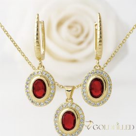   Gold-Filled Necklace 45cm/1mm + Pendant + Earrings 32mm Color 14K