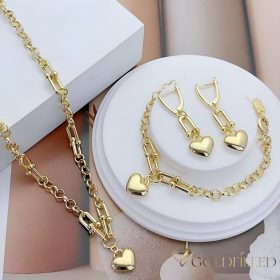   Gold-Filled Hypoallergenic Necklace Length 18-20'' (45-50 cm) / 4-6mm + Bracelet 17-20cm + Earrings 38mm 14K color