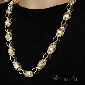   Gold-Filled Antiallergenic Luxury Barakka Necklace 70 cm Long and 11 mm Wide (150g) 14K Multicolor color