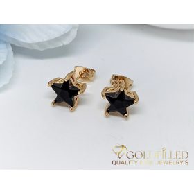   Gold-Filled Antiallergenic Stud Earring with Black Stone 9 mm 18K Color