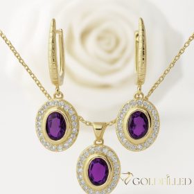   Gold-Filled Necklace 45cm/1mm + Pendant + Earrings 32mm Color 14K