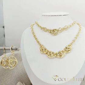   Gold-Filled Antiallergenic Necklace 45cm/5-19mm + Bracelet 17-20cm + Earrings 14K Color