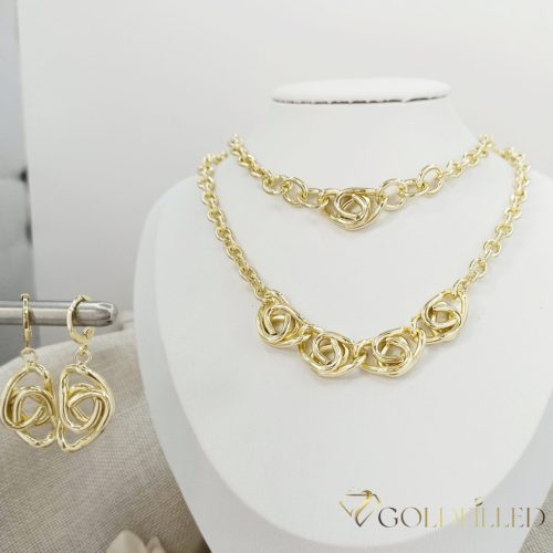 Gold-Filled Antiallergenic Necklace 45cm/5-19mm + Bracelet 17-20cm + Earrings 14K Color