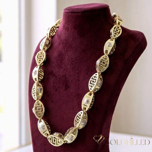 Gold-Filled Antiallergenic Luxury Barakka Necklace 70 cm Long and 16 mm Wide (230g) 14K Multicolor color