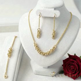   Gold-Filled Antiallergenic Necklace 45cm/2-7mm + Bracelet 17cm + Earrings 14K Color