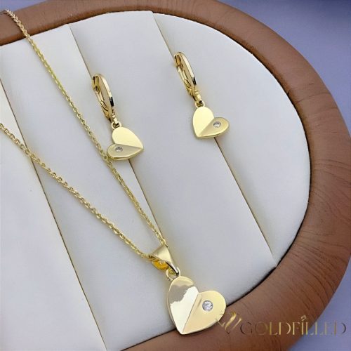 Gold-Filled Necklace 45cm/1mm + Pendant + Earrings 26mm Color 14K