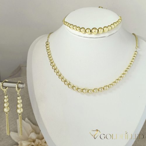 Gold-Filled Antiallergenic Necklace 45cm/3-5mm + Bracelet 17-20cm + Earrings 14K Color
