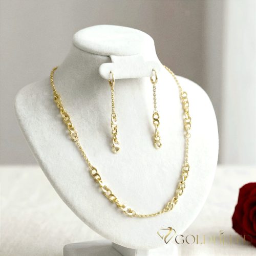 Gold-Filled Antiallergenic Necklace 45cm/2-6mm + Bracelet 17cm + Earrings 14K Color