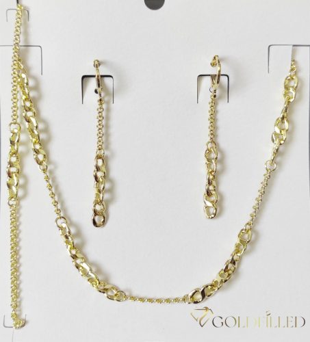 Gold-Filled Antiallergenic Necklace 45cm/2-6mm + Bracelet 17cm + Earrings 14K Color
