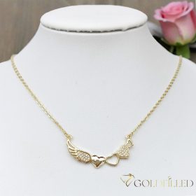   Gold-Filled Antiallergenic "ANGEL WINGS" Necklace 45cm Long and 2mm Wide Color 14K